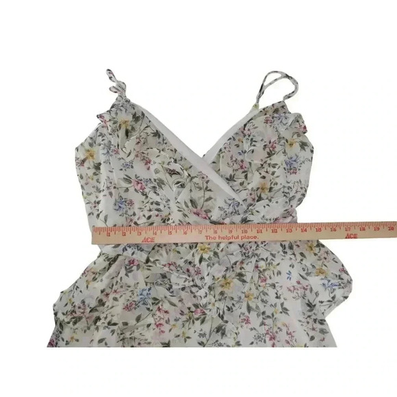 TRIXXI Womens ROMPER sz M Wildflower Floral Lined V-Neck Ruffle Flirty Straps - Picture 5 of 13